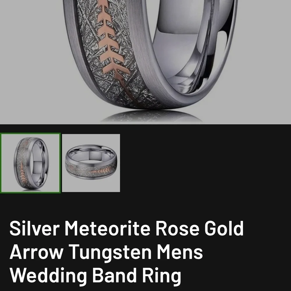 Men's Silver and Rose Gold Arrow Ring - Picture 2 of 4